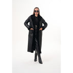 Vinci The Raven Long Shearling Black Leather Women Leather Jacket
