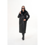 Vinci The Raven Long Shearling Black Leather Women Leather Jacket
