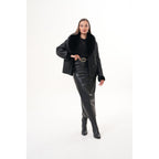 The Estelle Black Shearling Leather Women Jacket