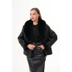 The Estelle Black Shearling Leather Women Jacket