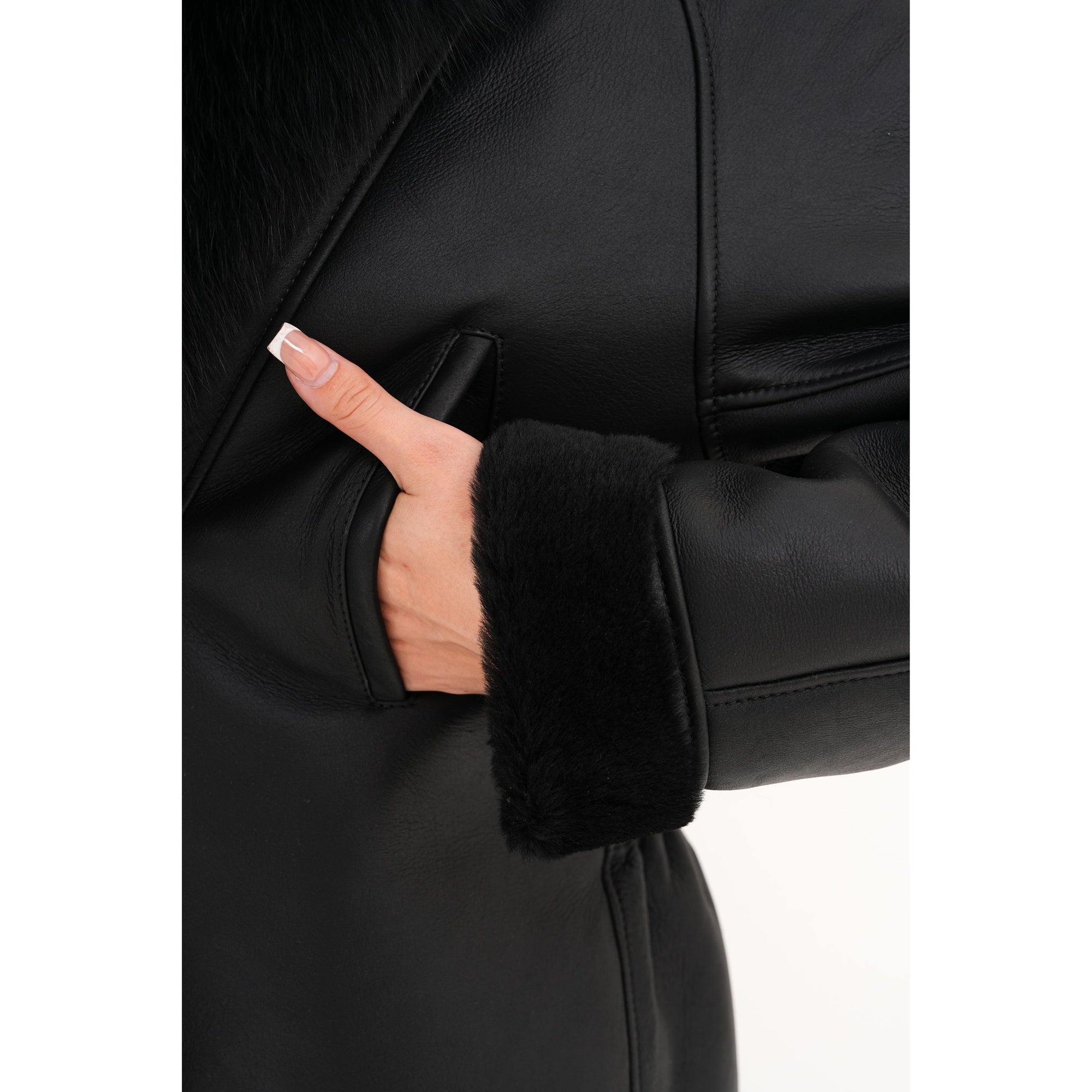 The Estelle Black Shearling Leather Women Jacket