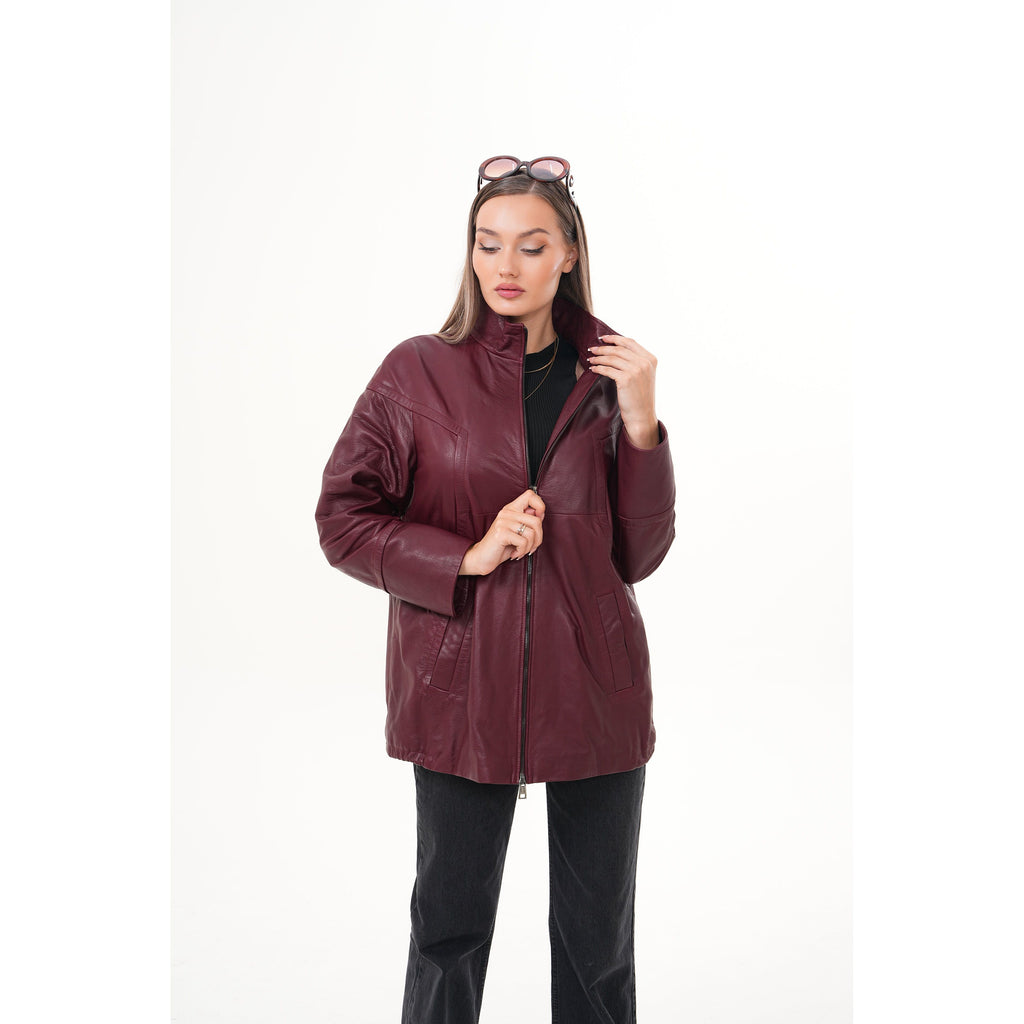 The Sierra Burgundy Leather Women Jacket