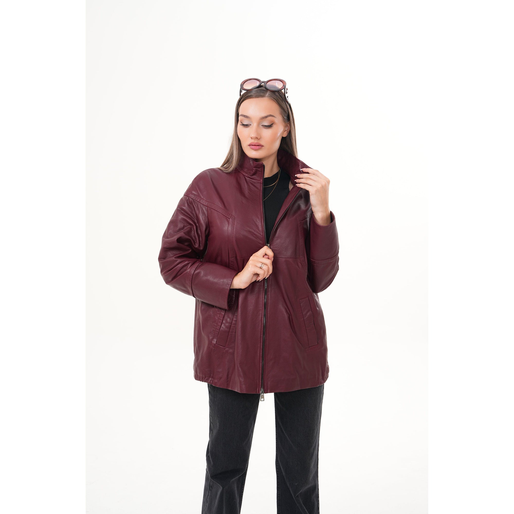 The Sierra Burgundy Leather Women Jacket