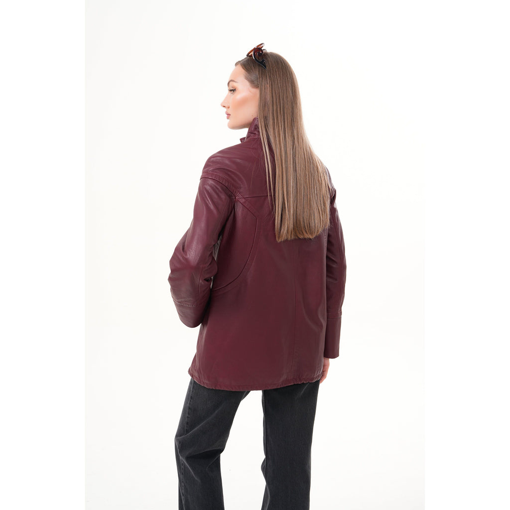 The Sierra Burgundy Leather Women Jacket