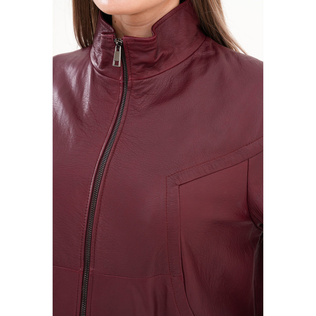 The Sierra Burgundy Leather Women Jacket