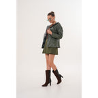 The Avelyn Reversible Olive Green Leather Women Jacket