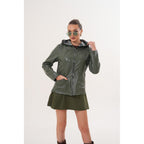 The Avelyn Reversible Olive Green Leather Women Jacket