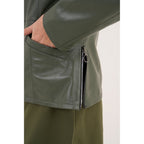 The Avelyn Reversible Olive Green Leather Women Jacket
