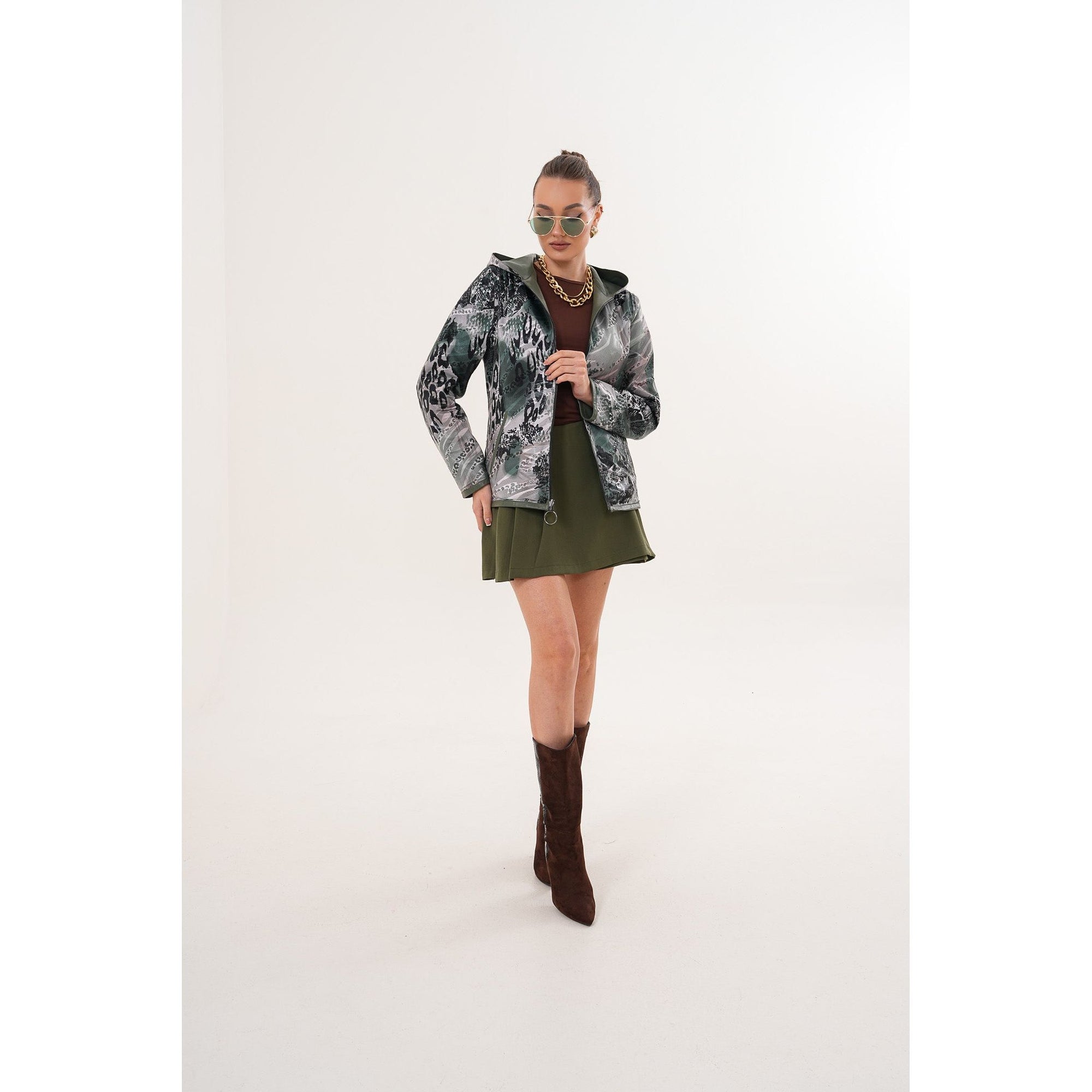 The Avelyn Reversible Olive Green Leather Women Jacket
