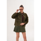 The Solviera Reversible Olive Suede Leather Jacket