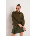 The Solviera Reversible Olive Suede Leather Jacket