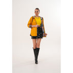 The Nyxara Reversible Hooded Mustard Yellow Leather Jacket
