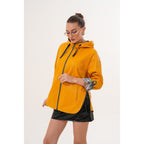 The Nyxara Reversible Hooded Mustard Yellow Leather Jacket