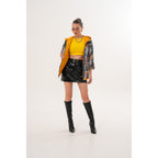 The Nyxara Reversible Hooded Mustard Yellow Leather Jacket