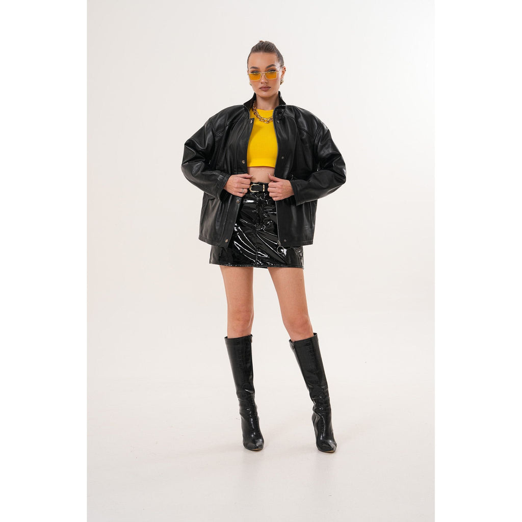 The Nox Black Leather Women Jacket