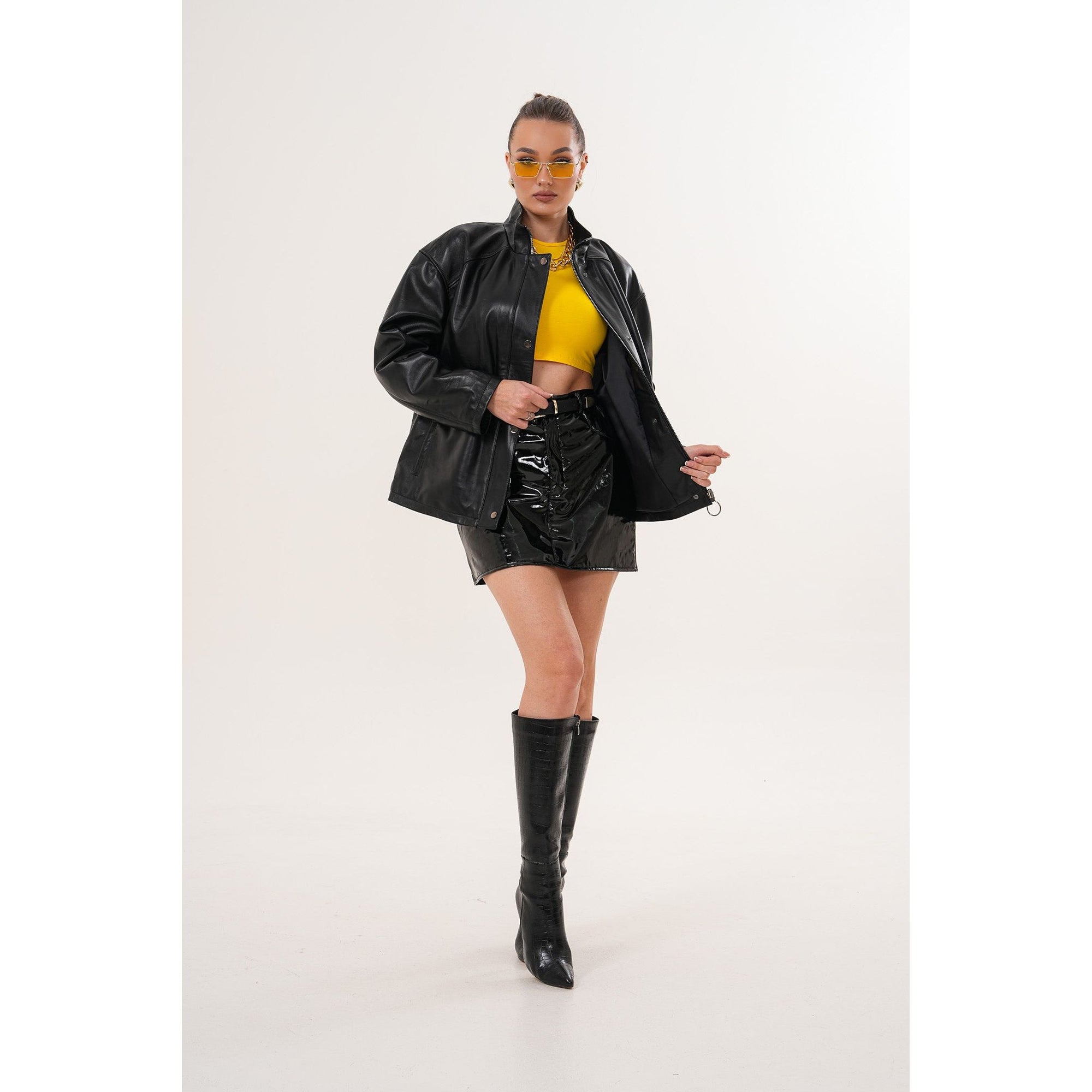 The Nox Black Leather Women Jacket