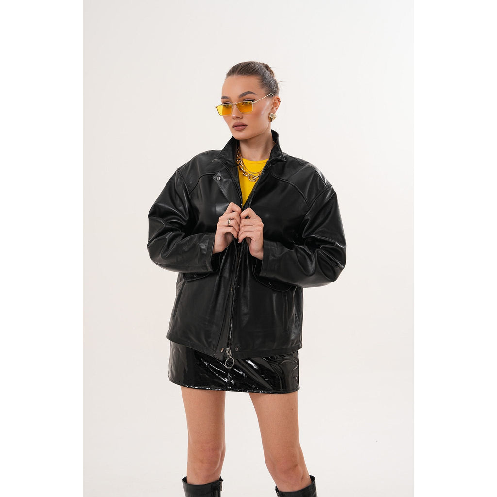 The Nox Black Leather Women Jacket