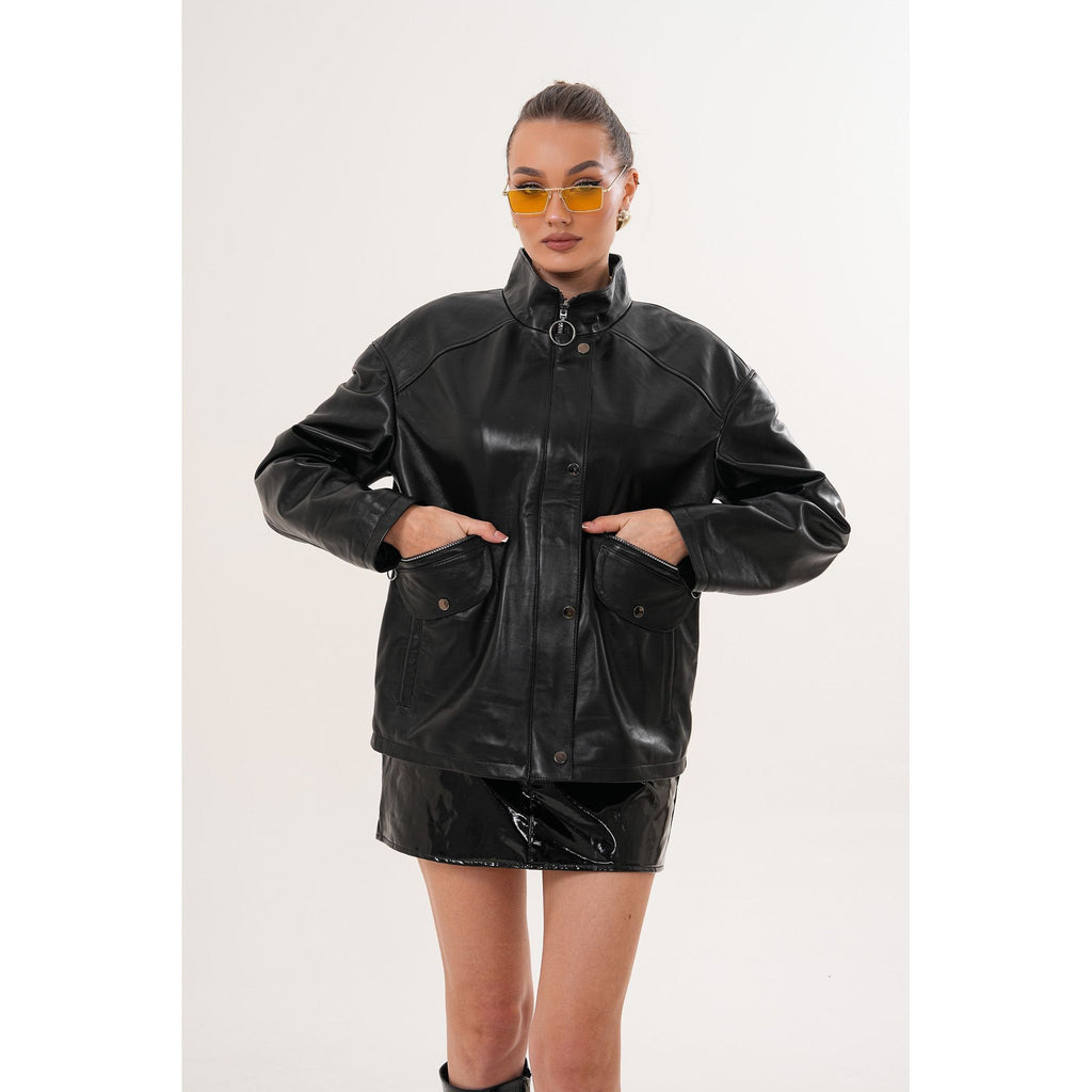 The Nox Black Leather Women Jacket