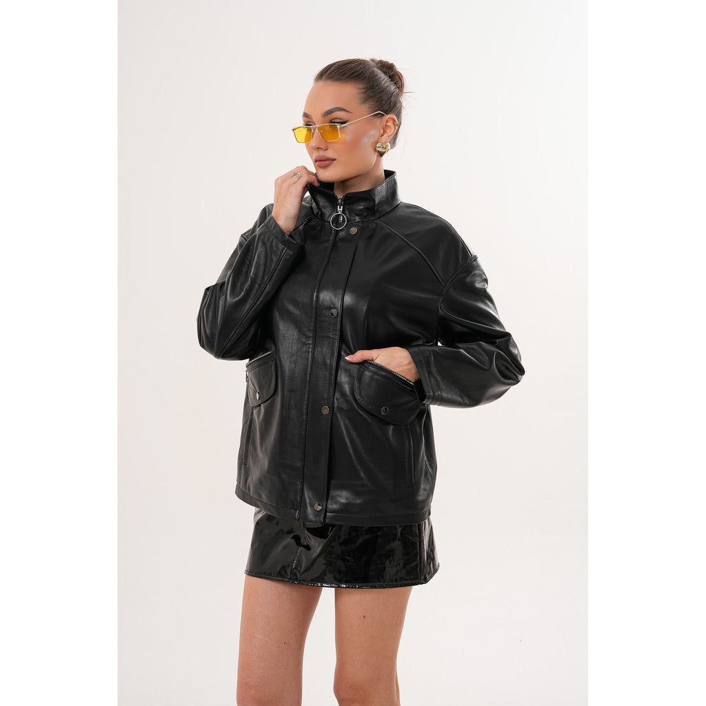 The Nox Black Leather Women Jacket