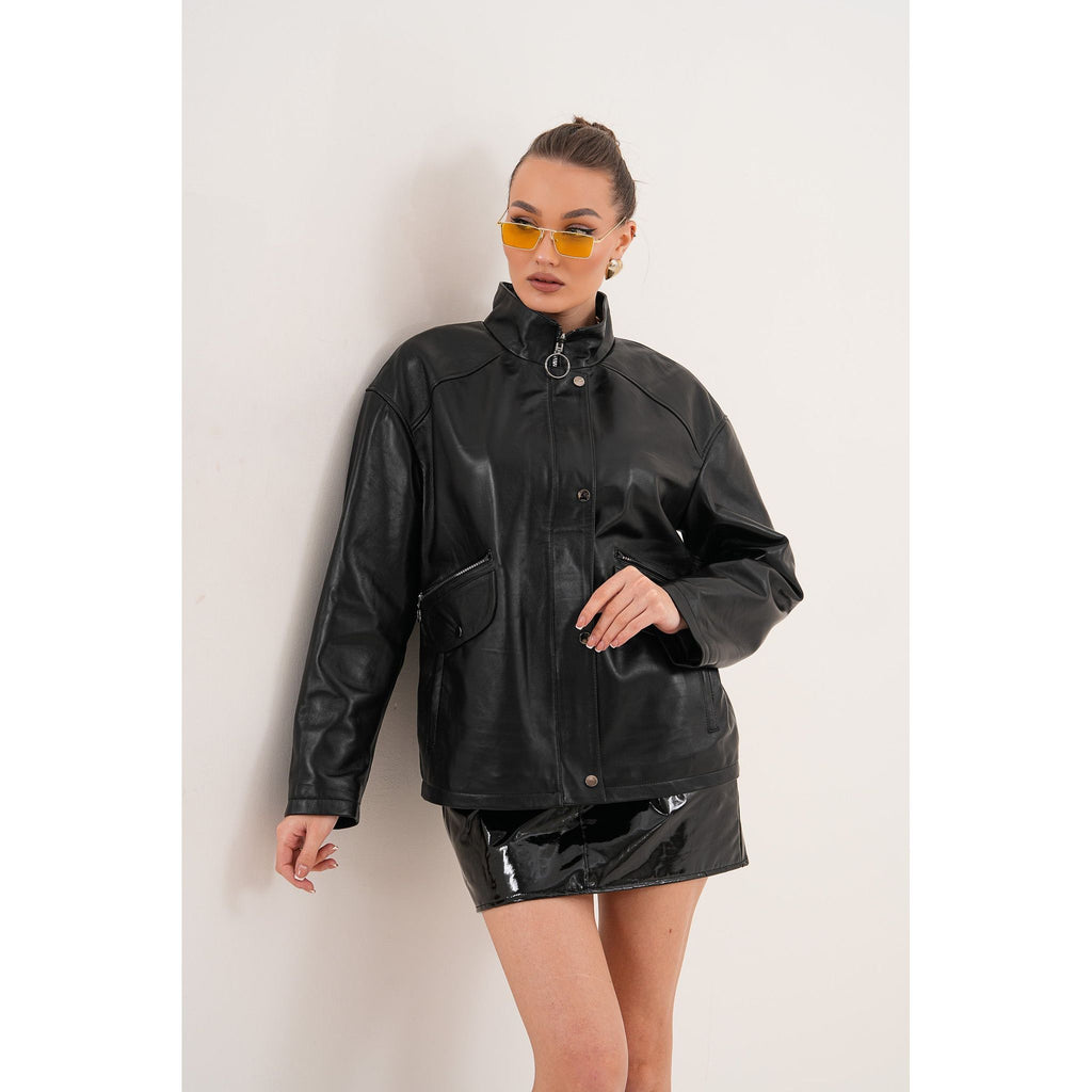 The Nox Black Leather Women Jacket