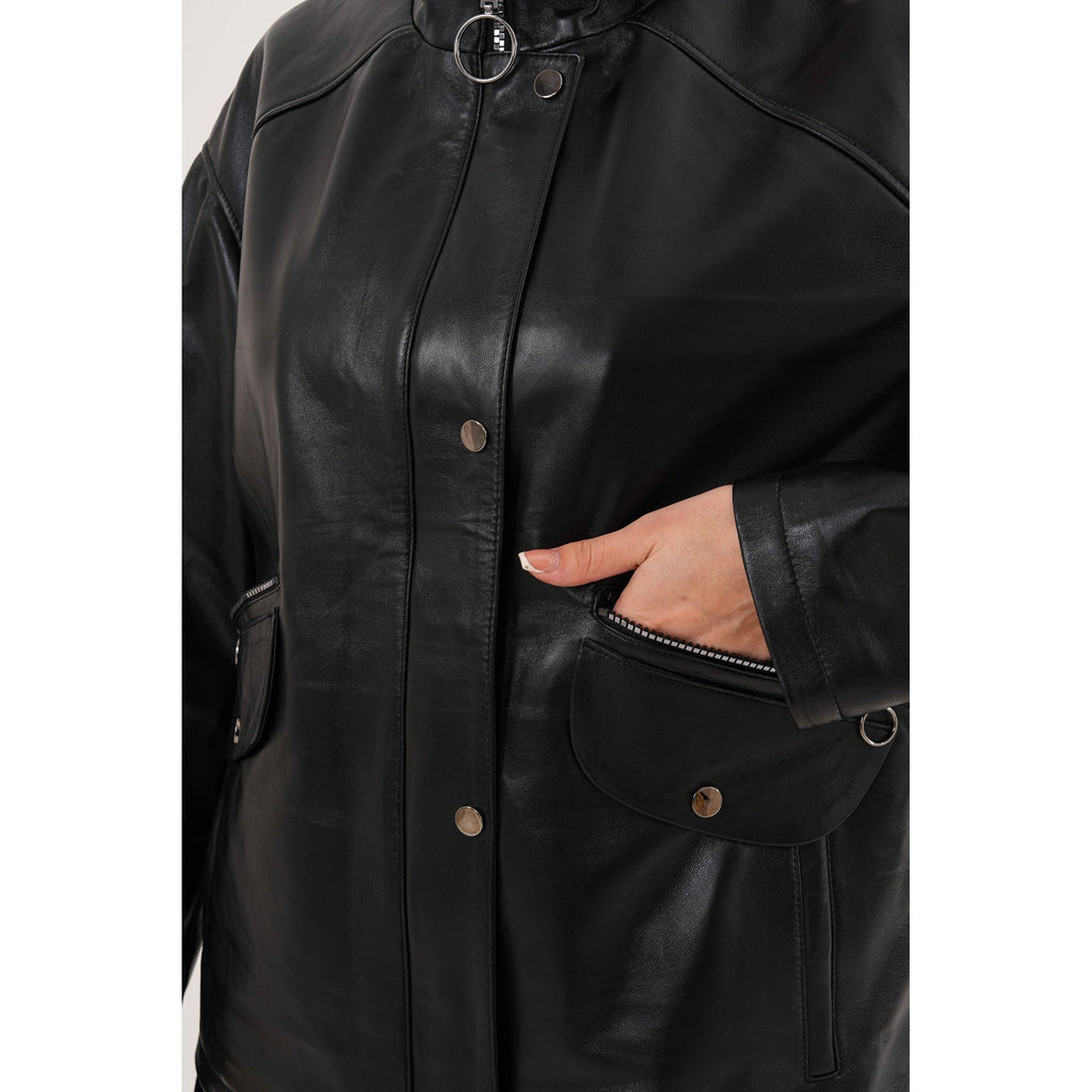 The Nox Black Leather Women Jacket