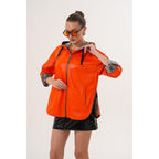 The Nyxara Reversible Hooded Orange Leather Jacket