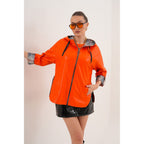 The Nyxara Reversible Hooded Orange Leather Jacket