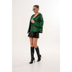 The Calyra Reversible Leather Women Jacket – Emerald Green