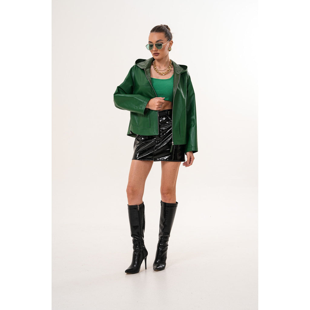 The Calyra Reversible Leather Women Jacket – Emerald Green