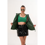 The Calyra Reversible Leather Women Jacket – Emerald Green
