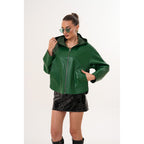 The Calyra Reversible Leather Women Jacket – Emerald Green