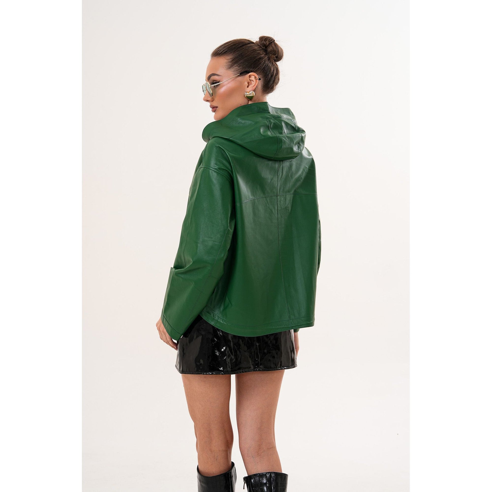 The Calyra Reversible Leather Women Jacket – Emerald Green