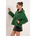 The Calyra Reversible Leather Women Jacket – Emerald Green