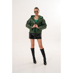 The Calyra Reversible Leather Women Jacket – Emerald Green