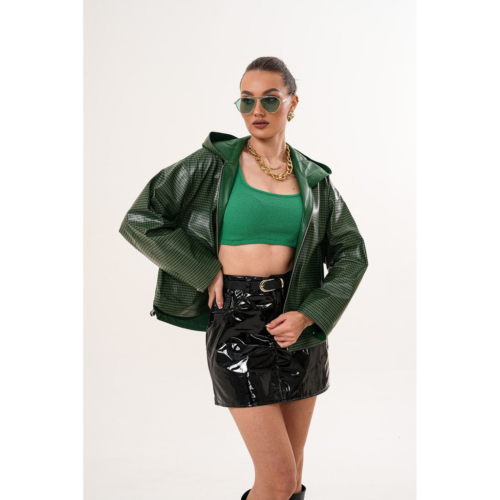 The Calyra Reversible Leather Women Jacket – Emerald Green