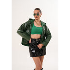The Calyra Reversible Leather Women Jacket – Emerald Green