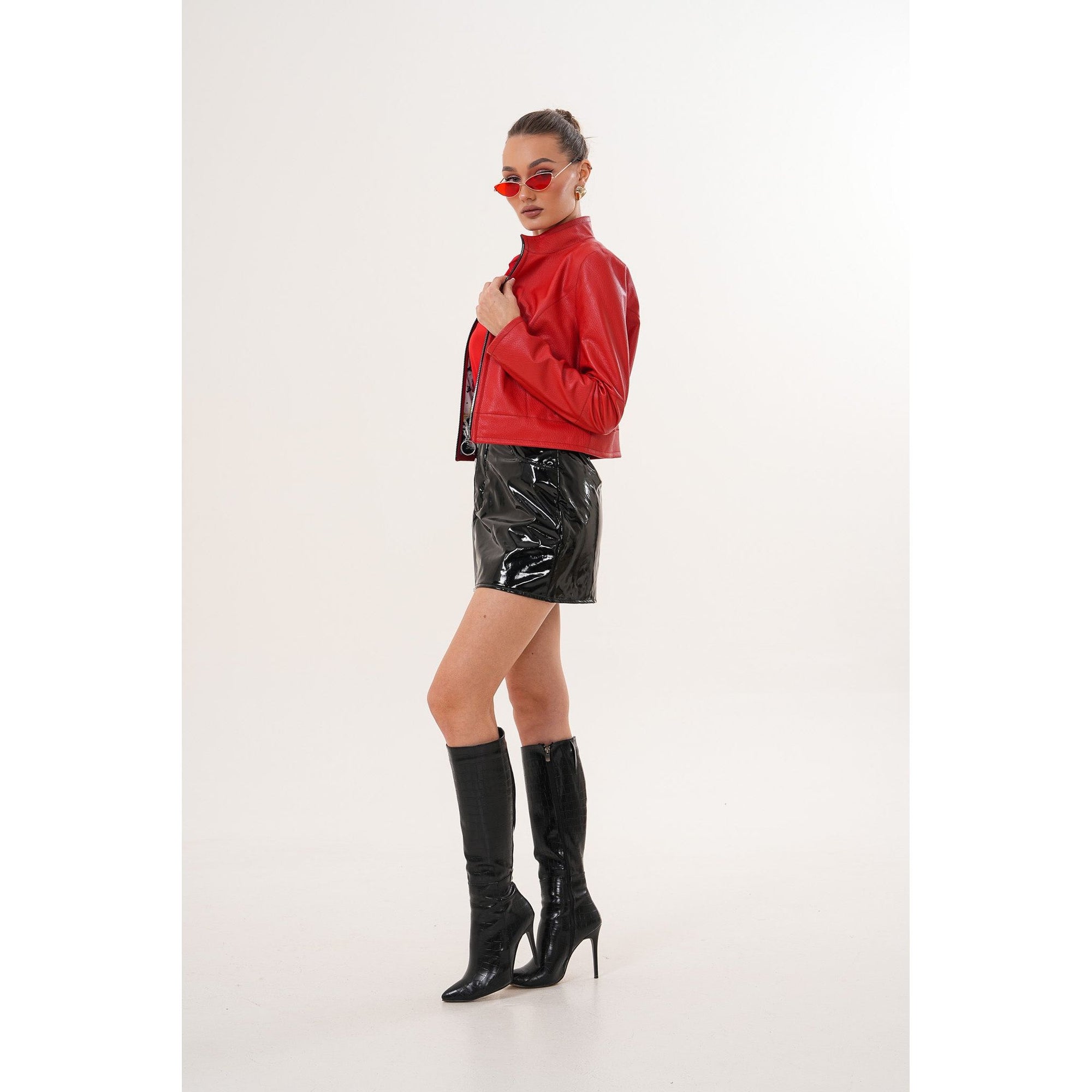 The Elvaris Reversible Red Leather Women Jacket