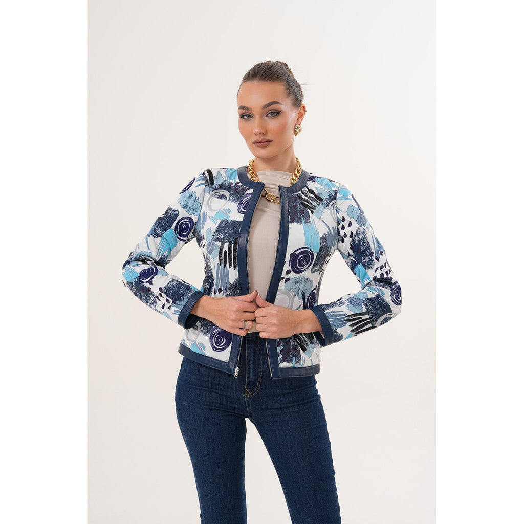 The Nyvessa Reversible Navy Blue Leather Women Jacket