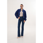 The Velmira Reversible Navy Blue Suede Leather Jacket