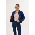 The Velmira Reversible Navy Blue Suede Leather Jacket