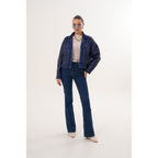 The Velmira Reversible Navy Blue Suede Leather Jacket