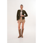 The Nyvessa Reversible Leather Women Jacket Olive Green