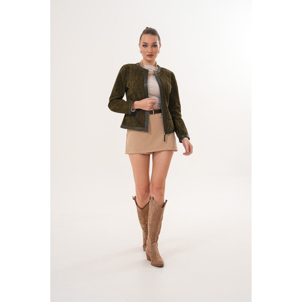 The Nyvessa Reversible Leather Women Jacket Olive Green