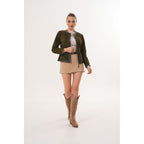 The Nyvessa Reversible Leather Women Jacket Olive Green