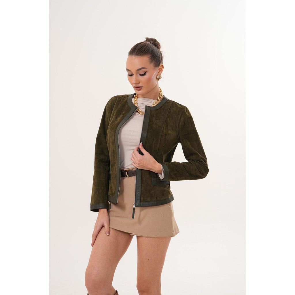 The Nyvessa Reversible Leather Women Jacket Olive Green