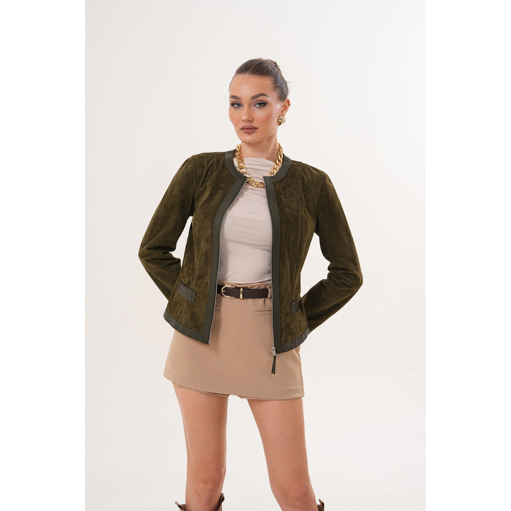 The Nyvessa Reversible Leather Women Jacket Olive Green