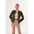 The Nyvessa Reversible Leather Women Jacket Olive Green
