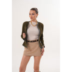 The Nyvessa Reversible Leather Women Jacket Olive Green
