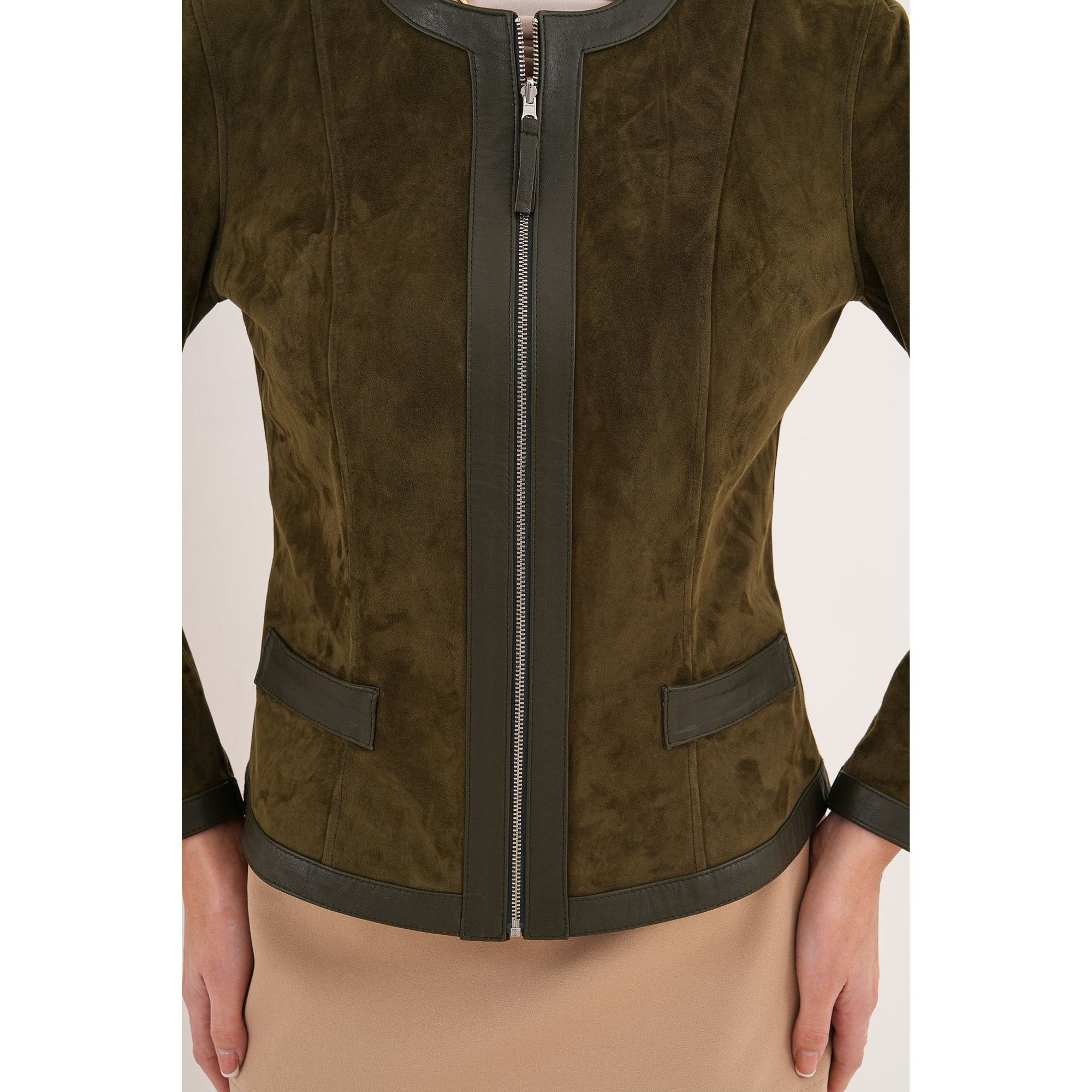 The Nyvessa Reversible Leather Women Jacket Olive Green