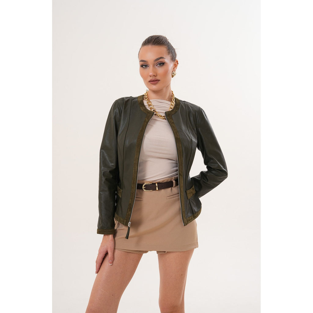 The Nyvessa Reversible Leather Women Jacket Olive Green
